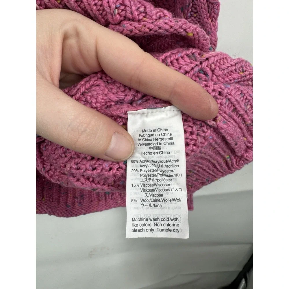J.Crew Cable Knit Sweater Women XXS Pink Speckled Crew Neck Cotton‎ Preppy